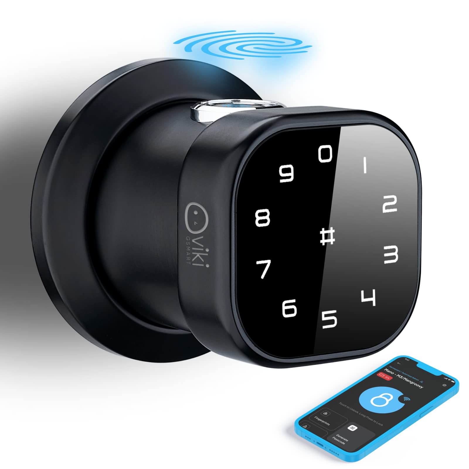 Viki Smart Digital Door Lock - Bluetooth Enabled, Touch Keypad, Fingerprint & Biometric Entry, Keyless Security for Smart Homes (Black) | Perfect for Apartments, Vacation Rentals & Modern Home Security