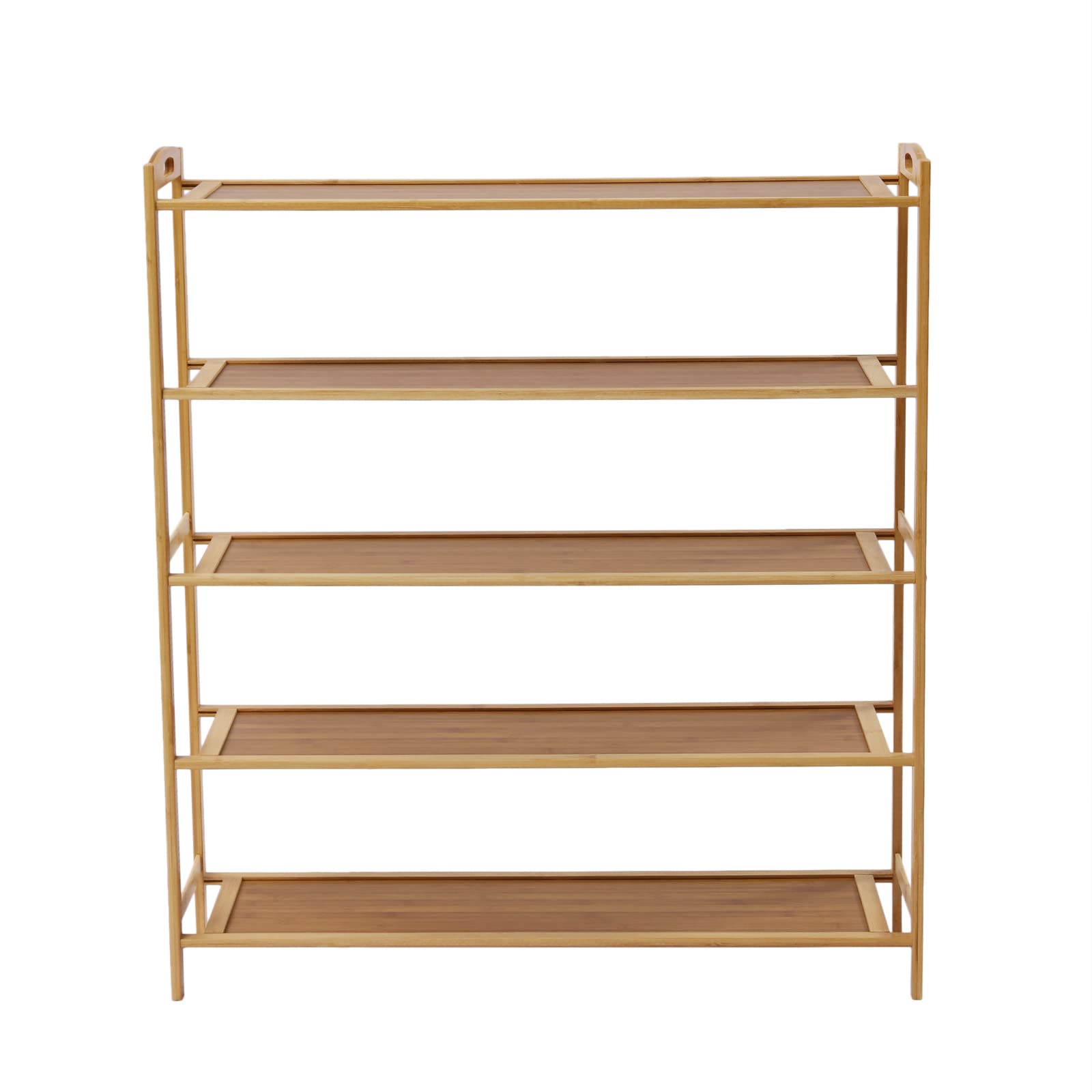 5-Tier Bamboo Shoe Rack Organizer - Sturdy Wooden Shoe Shelf for Entryway, Hallway, Closet & Living Room - Space-Saving Shoe Storage Solution for Home Organization - Perfect for Small Spaces & Apartment Living