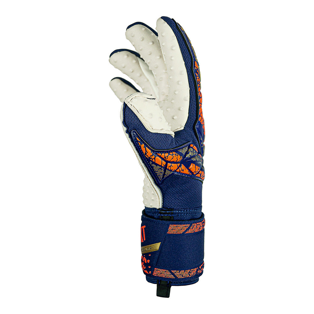 Reusch Attrakt Speedbump GK Goalkeeper Gloves - Blue/Gold - Professional Soccer Goalie Gloves for Training & Matches - Perfect for Youth & Adult Goalkeepers