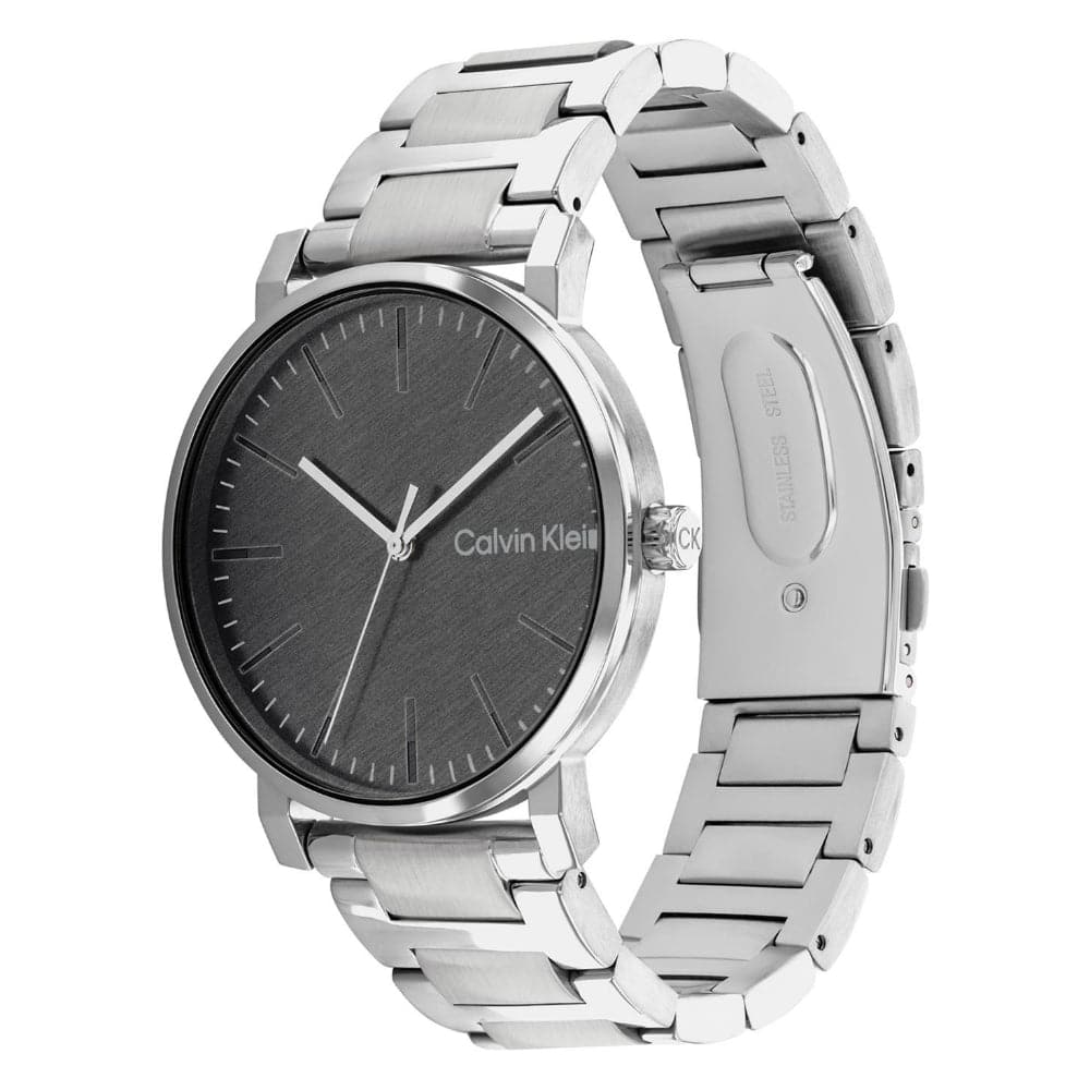 Calvin Klein Men's Gray Dial Silver Stainless Steel Watch 25200256 - Stylish Chronograph Timepiece for Business, Casual & Formal Occasions