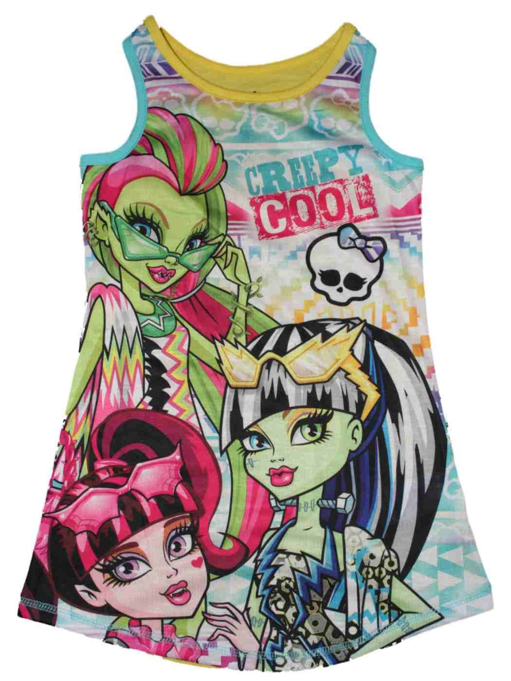 Monster High Sleeveless Nightgown for Girls - Soft Sleep Gown Size M (7/8) - Perfect for Sleepovers, Bedtime & Halloween Costumes
