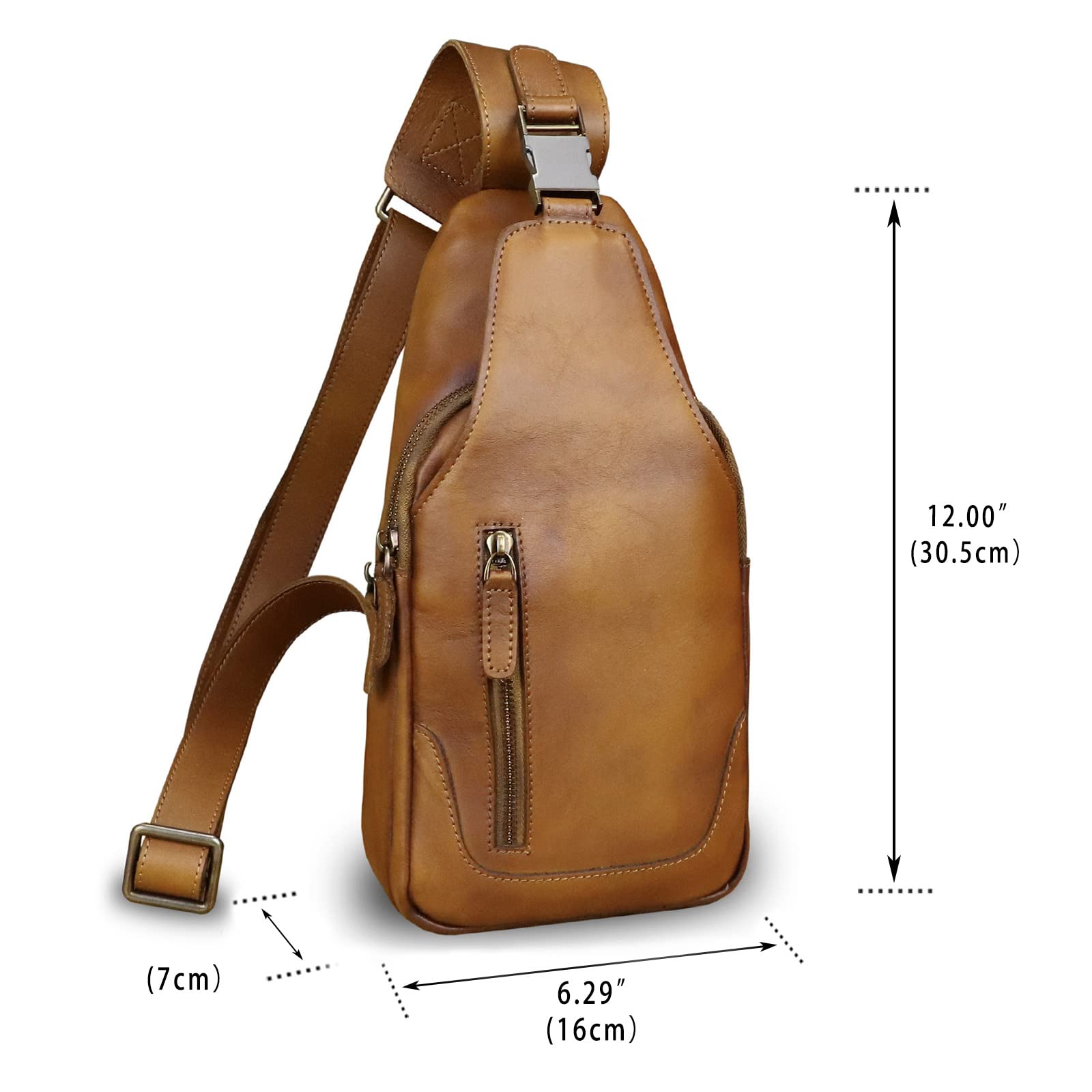 LRTO Genuine Leather Sling Bag for Men & Women - Real Leather Crossbody Backpack Shoulder Purse - Perfect for Travel, Work & Daily Commute