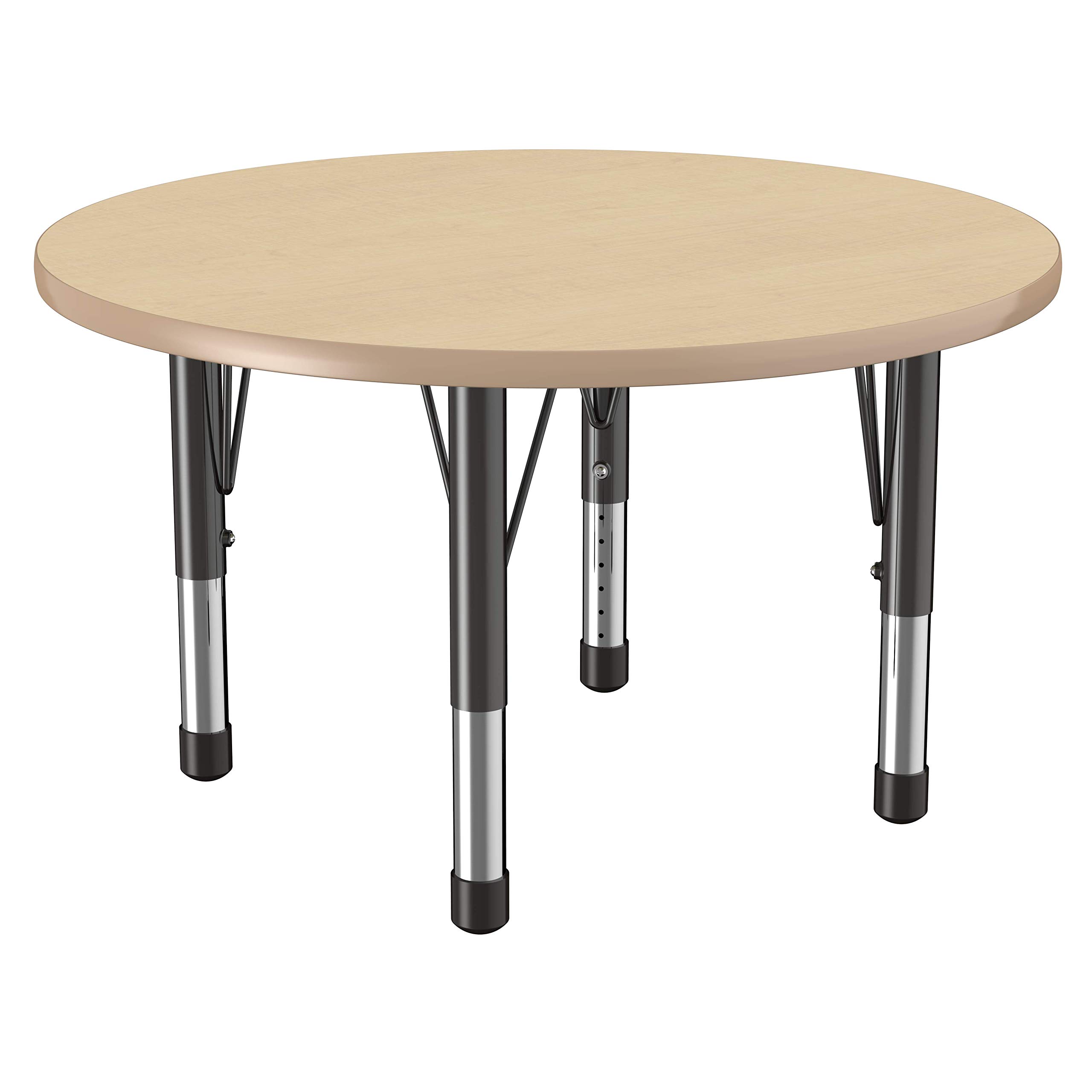 Adjustable Height Kids Activity Table - 36 Inch Round School & Classroom Table for Toddlers with Maple Top & Edge (15-24 Inches) - Perfect for Preschool Learning, Arts & Crafts, and Playtime Activities