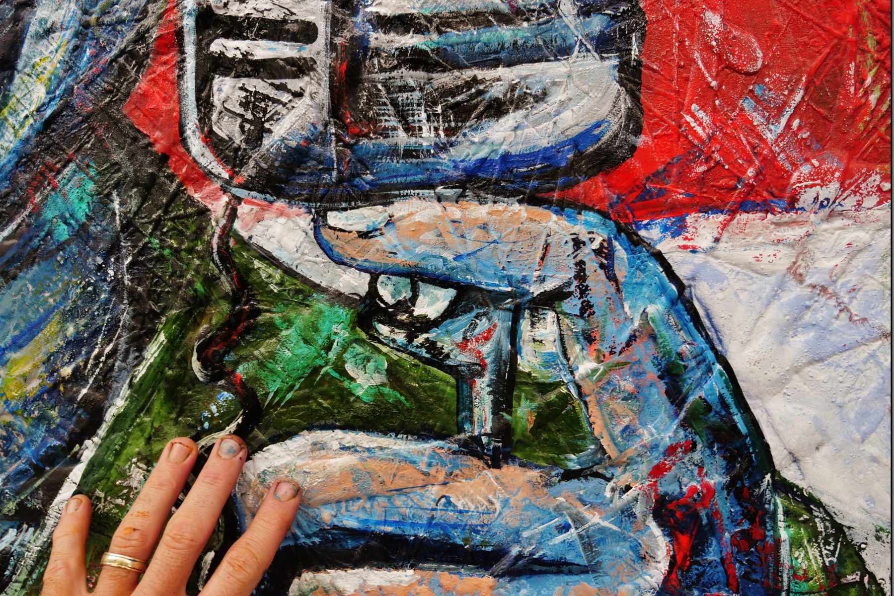 Robin Williams Abstract Realism Urban Pop Art Painting - 47x47 Inch Canvas Wall Decor for Living Room & Office - G.M.V (Good Morning Vietnam) Inspired Artwork