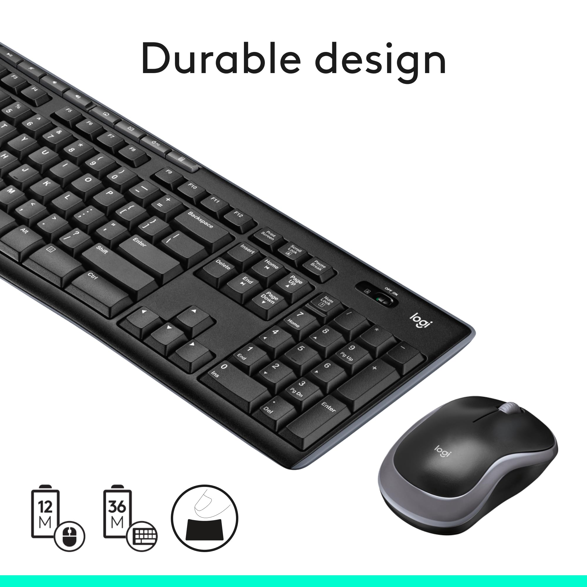 Logitech MK270 Wireless Keyboard and Mouse Combo - 2.4GHz Wireless, Compact Design, 8 Multimedia Keys for Windows PC & Laptop (Black) - Perfect for Home Office, Gaming, and Remote Work