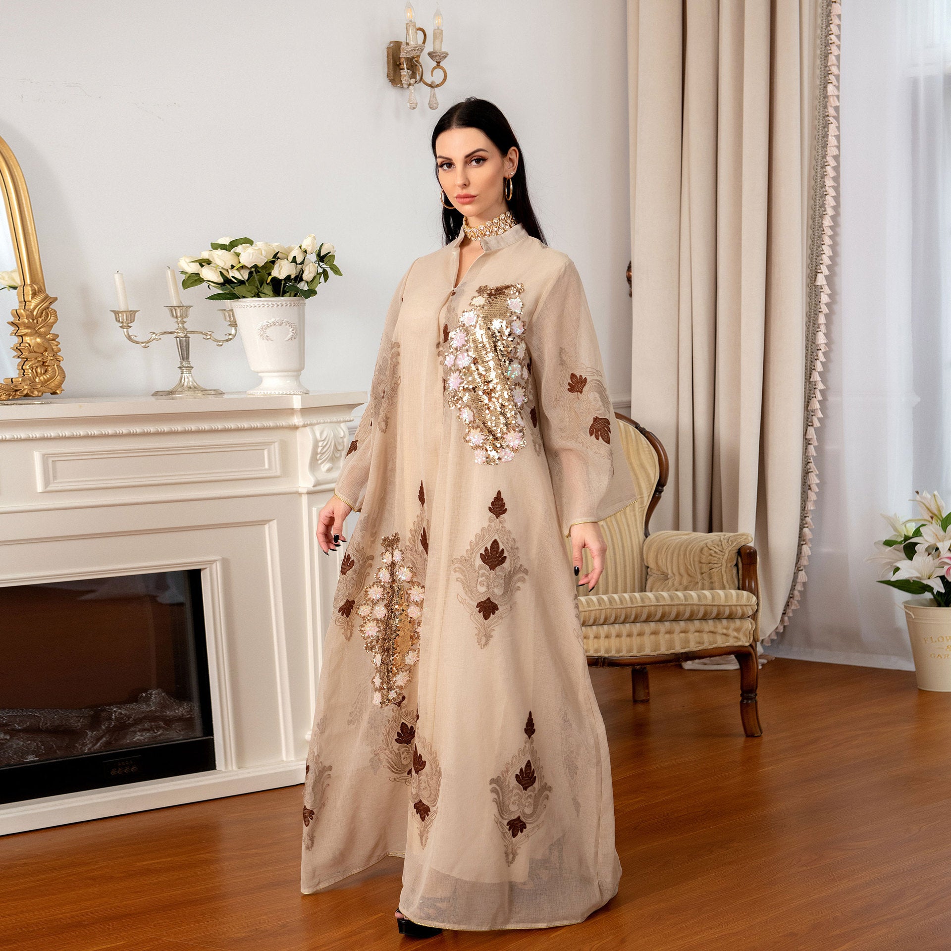 Elegant Beaded Embroidered Party Dress for Women - Perfect for Evening Gala, Wedding Guest & Special Occasions