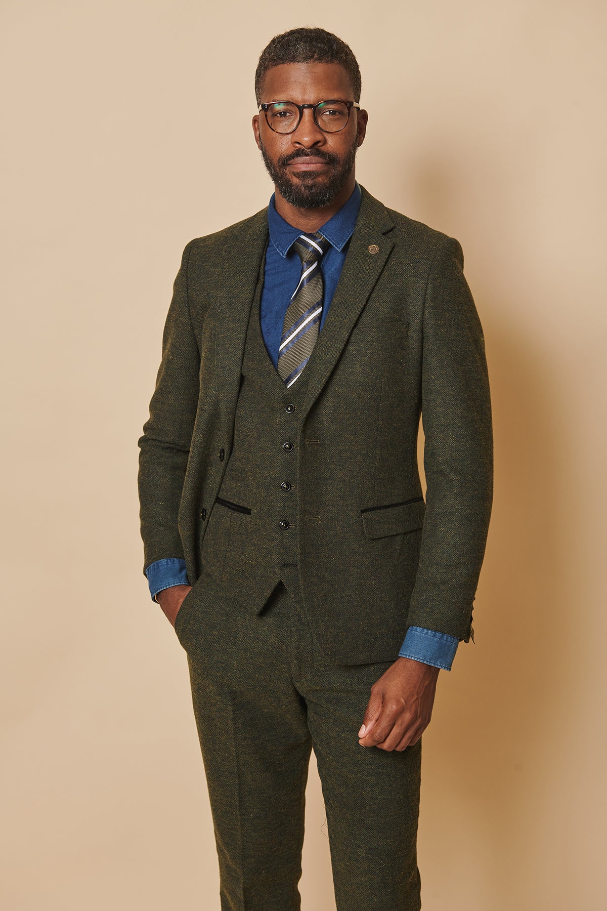 Marlow Olive Green Tweed Blazer for Women - Classic Slim Fit Jacket for Office, Business Meetings & Formal Events