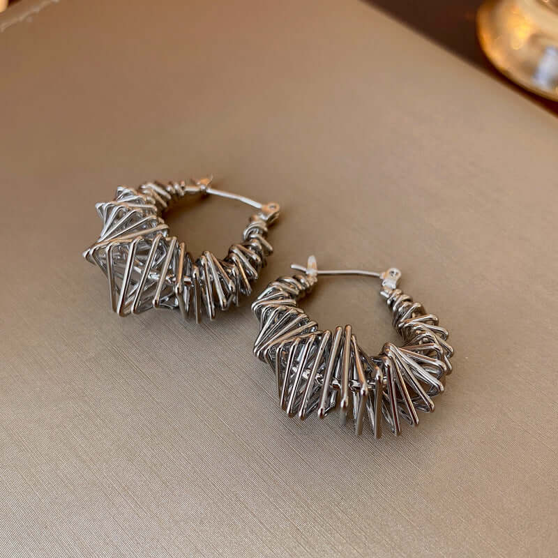Trendy Spiral Triangle Hoop Earrings for Women | R1619 | Perfect for Parties, Date Nights & Everyday Wear