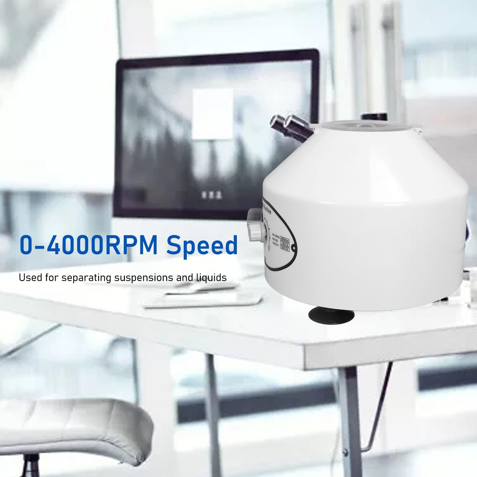 High Speed 4000rpm Benchtop Centrifuge Machine with Timer & Speed Control - 20ml x 6 Capacity Electric Lab Centrifuge for DNA, Blood Sample Separation - Ideal for Medical, Research & Laboratory Use