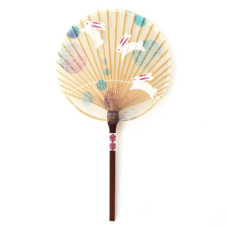 Japanese Rabbit Mizu Uchiwa - Traditional Handheld Water Fan for Cooling - Perfect for Summer, Outdoor Events & Japanese Culture Enthusiasts