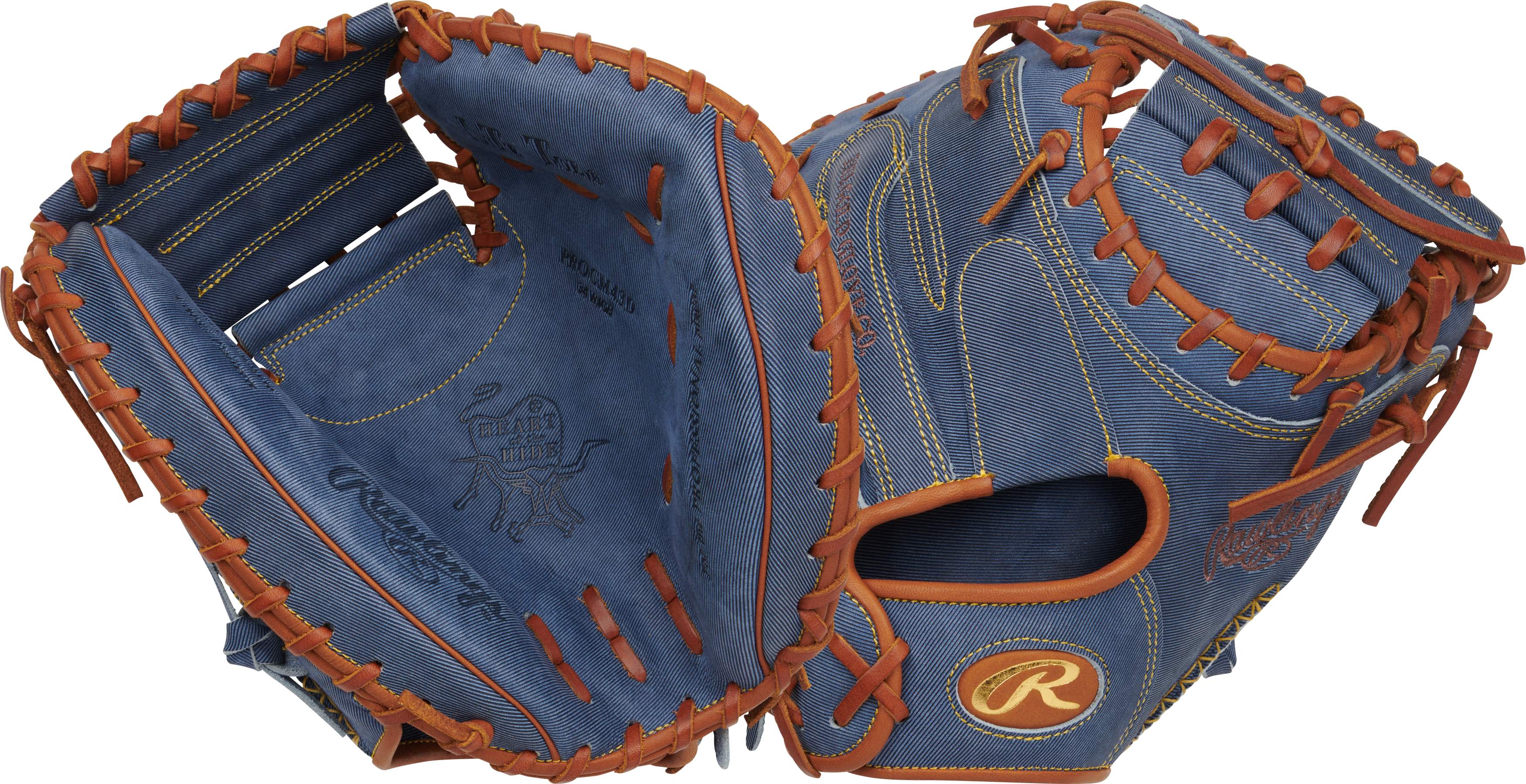 Rawlings Heart of the Hide Pro Denim Series PROCM43D Baseball Catcher's Mitt - Premium Leather Glove for Professional & Amateur Players - Perfect for Training, Games & Field Practice