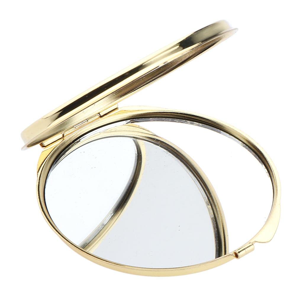 VMS INDIA Dual-Sided Makeup Mirror with Lights, Round Folding Vanity Mirror for Bathroom & Dorm - Golden Frame | Perfect for Makeup Application, Skincare Routine & Travel