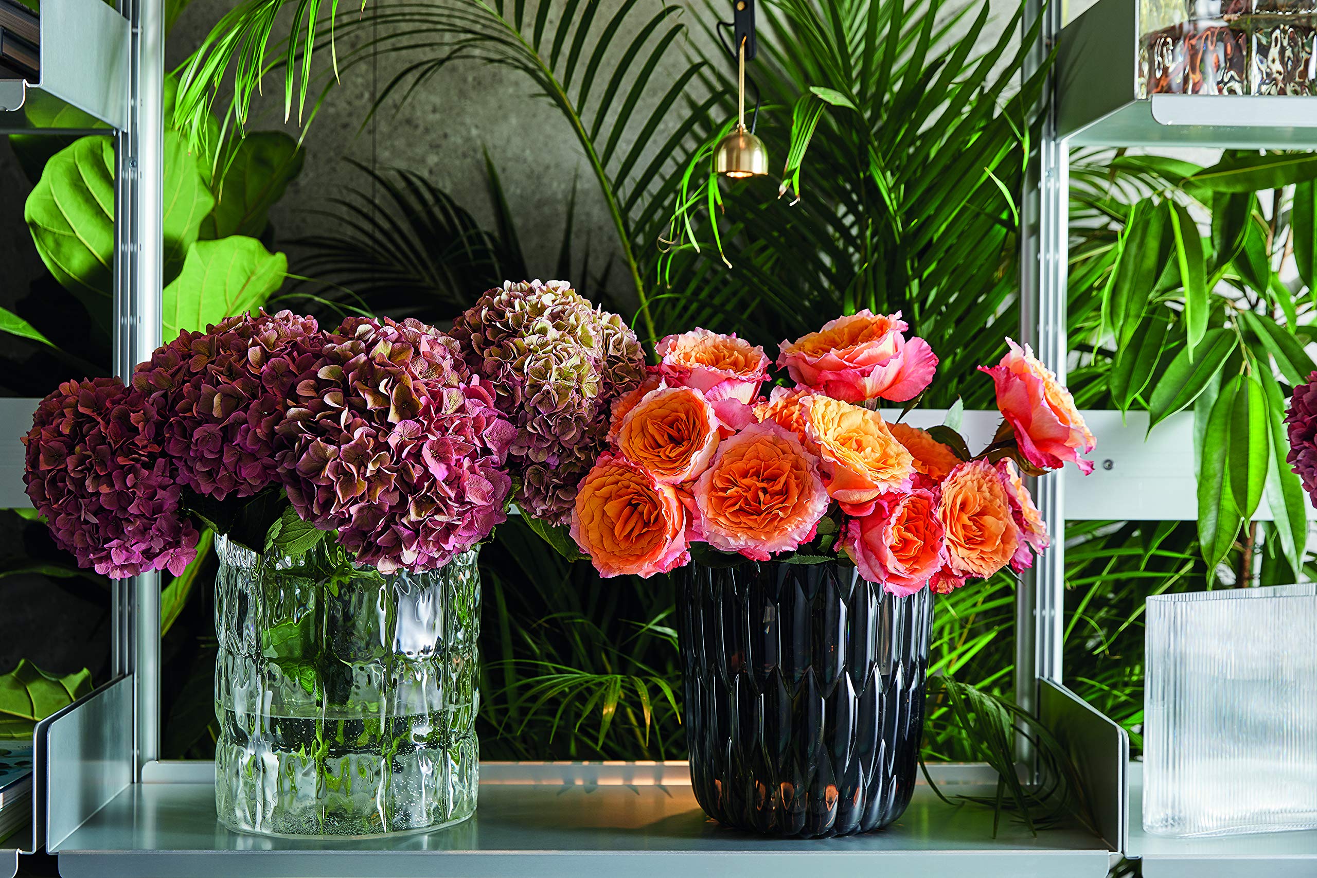 Kartell Jelly Vase by Patricia Urquiola - Set of 2 Modern Transparent Smoke Glass Vases for Home Decor, Wedding Centerpieces & Luxury Gift Giving