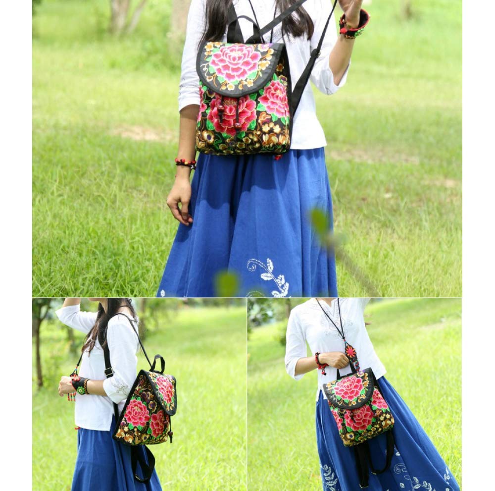 Ethnic Style Embroidered Backpacks - Handmade Shoulder Bags (30×23×13cm) for Women, Travel & Festival Fashion Accessories
