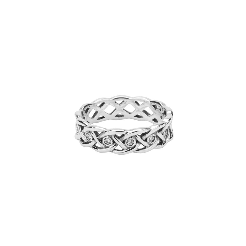 Elegant 8-Stone Silver Love Knot Ring for Women | Perfect for Anniversaries, Weddings & Romantic Gifts