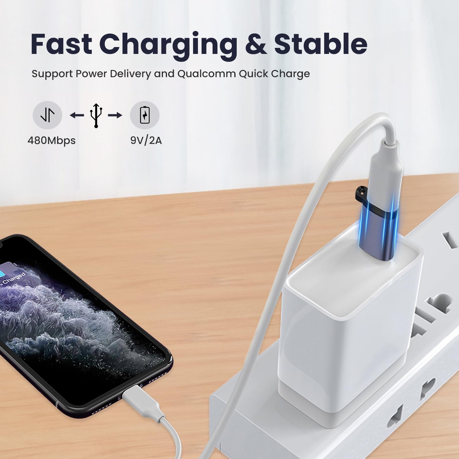 USB C to Micro USB Adapter (2 Pack) - Type C Female to Micro Male for Samsung S8/S8+ - Fast Charging & Data Sync