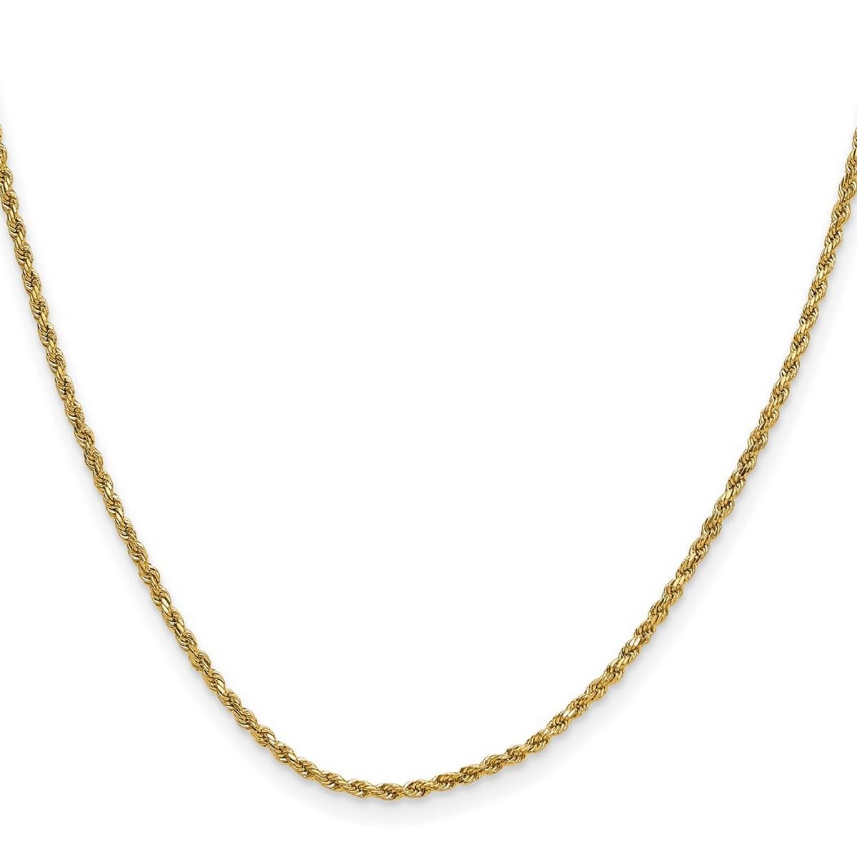 14K Gold 2mm Sparkle Cut Rope Chain Necklace for Women & Men - Durable Semi-Solid Jewelry for Everyday Wear, Gifts & Special Occasions