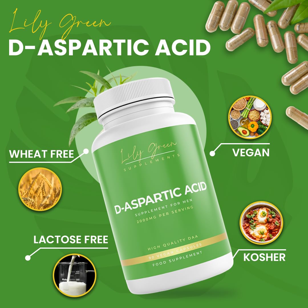**Premium 2000mg D-Aspartic Acid (DAA) Testosterone Booster for Men - Natural Muscle Growth & Strength Supplement | 90 Vegan Capsules | UK Made | Gym, Bodybuilding & Athletic Performance Support**