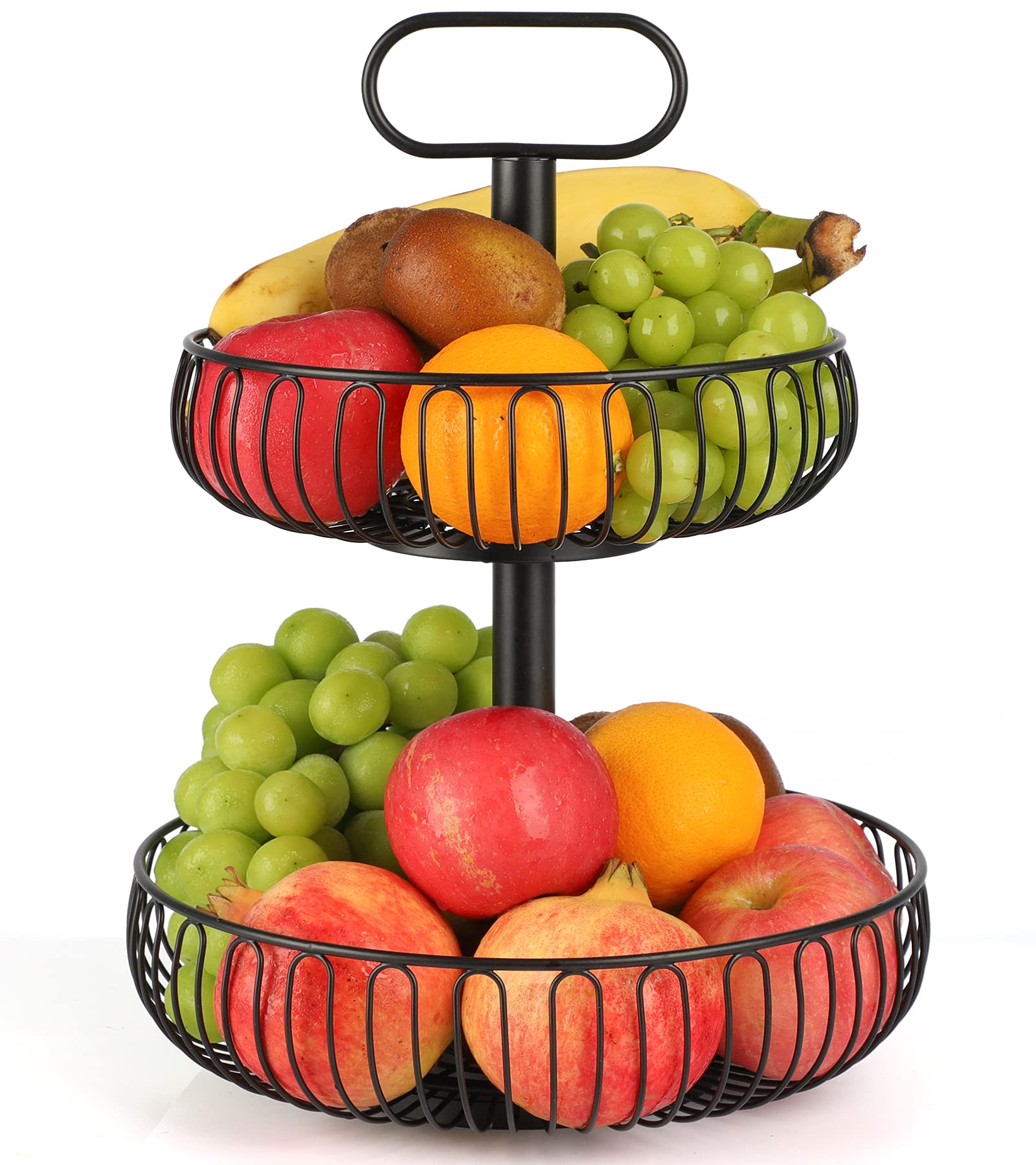 Stainless Steel Fruit Bowl for Kitchen Counter - Large Capacity Metal Vegetable Basket with Detachable Stand - Perfect for Countertop Storage of Fruits, Veggies & Snacks - Ideal for Dining Room, Pantry & Kitchen Organization