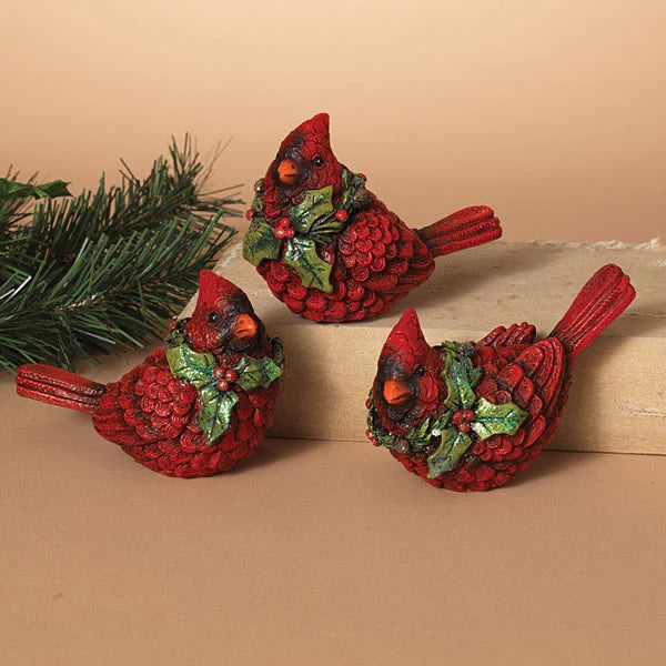 5 Cardinal with Holly Shelf Sitter - Christmas Holiday Decorations for Mantel, Tabletop, and Home Décor - Perfect for Winter and Festive Season Decor