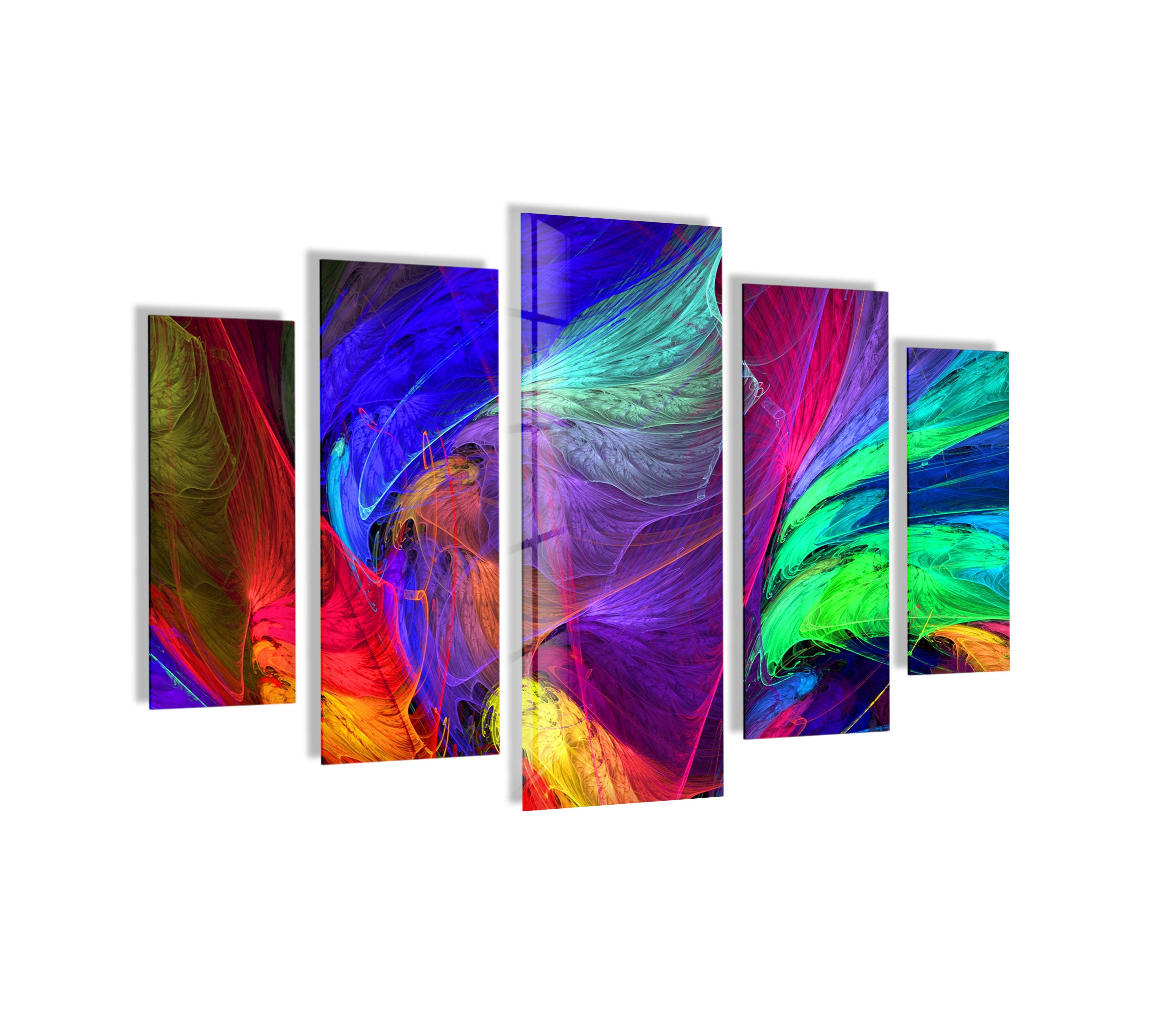 Vibrant Neon Abstract Glass Wall Art - Modern Handmade Decor for Living Room, Bedroom & Office - Unique Gift Idea for Home & Interior Design Lovers