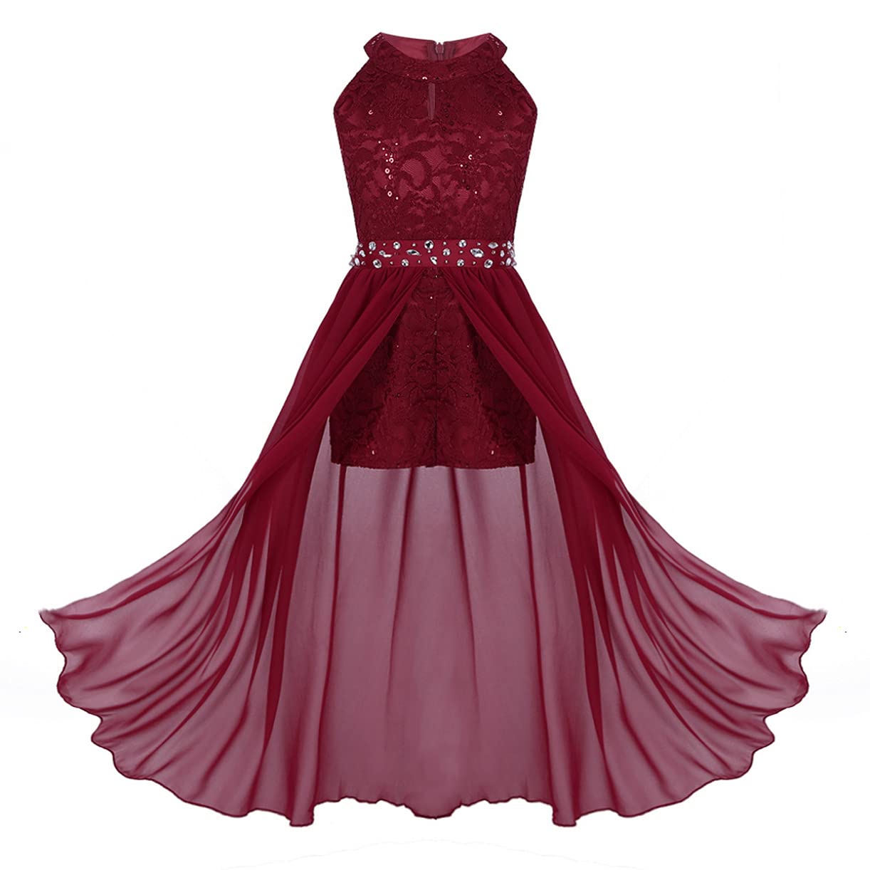 JEATHA Girls Flower Girl Dress - Princess Sleeveless Rhinestone Ball Gown for Weddings, Birthday Parties & Special Occasions | Elegant Maxi Skirt for Flower Girls, Pageants & Formal Events