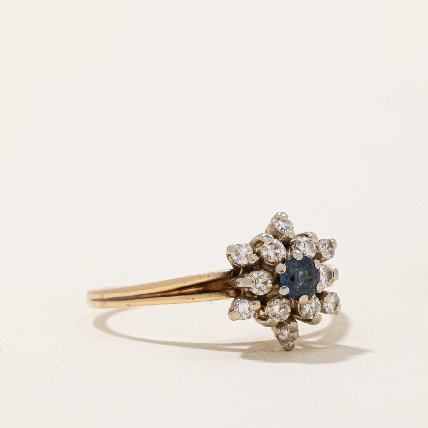 Exquisite 0.14ct Sapphire & 0.22ctw Diamond Cluster Ring - Size 8.25 | Elegant Blue Gemstone Jewelry for Women | Perfect for Engagement, Anniversary & Special Occasions