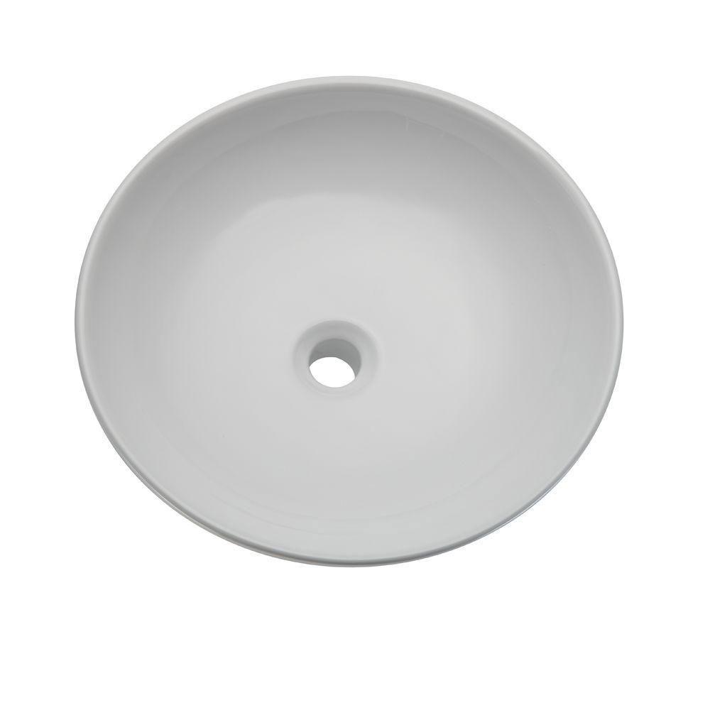 Decolav 1467 CWH Classic Round Above Counter Bathroom Sink - White Porcelain Vanity Basin for Modern & Traditional Bathrooms | Perfect for Home, Hotel & Office Use