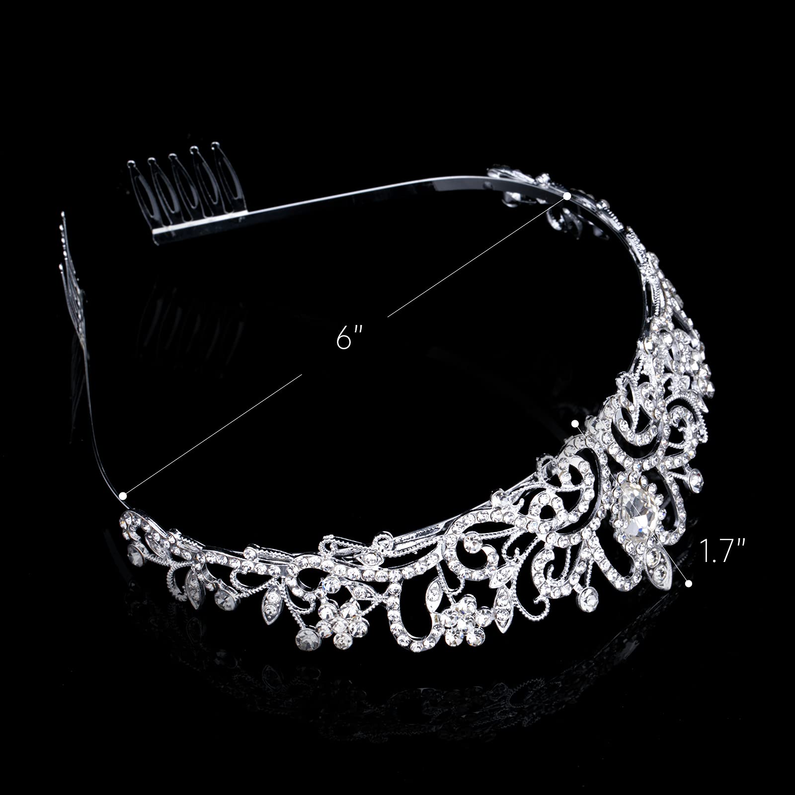 Sparkling Silver Princess Crown for Women & Girls - Crystal Queen Tiara for Bridal, Birthday, Prom, Pageant, Halloween & Christmas Costume Accessories | Perfect for Weddings, Parties & Special Occasions