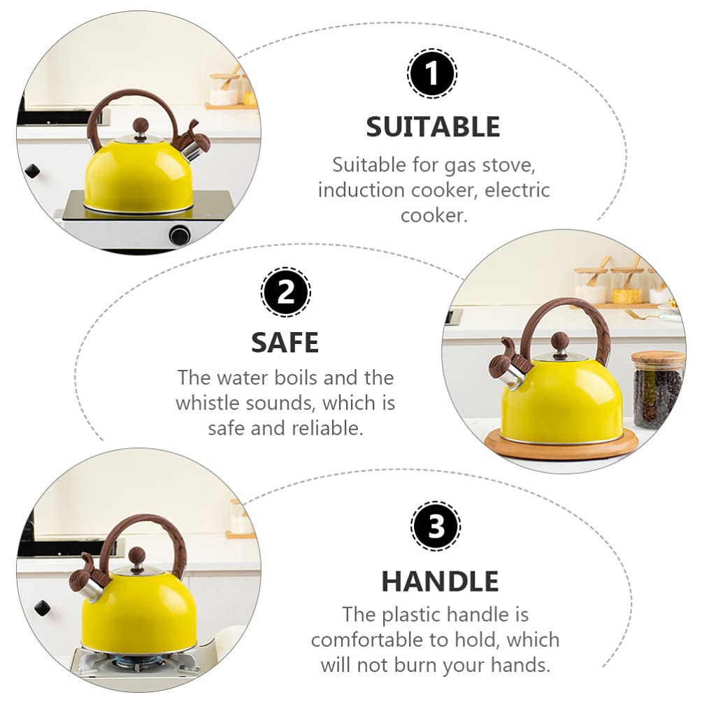 HEMOTON 1Pc Stainless Steel Whistling Tea Kettle - Small Farmhouse Pot for Boiling Water, Tea & Coffee - Perfect for Gas Stove, Camping & Travel - Durable Metal Water Pitcher for Home & Outdoor Use