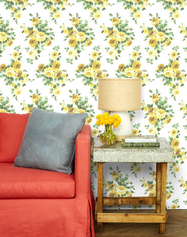Wallshoppe 'Maggie May' Yellow Peel and Stick Wallpaper - Self-Adhesive Removable Wall Decor for Bedroom, Living Room, Nursery & Home Office