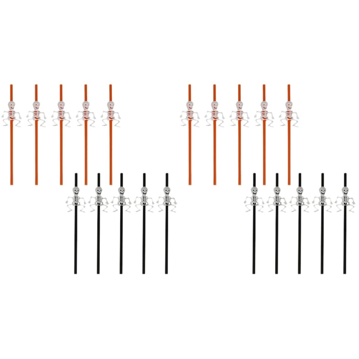BESTOYARD 20 Pack Halloween Skeleton Straws - Disposable Plastic Skull Drinking Straws for Halloween Party Decorations, Themed Events & Spooky Celebrations