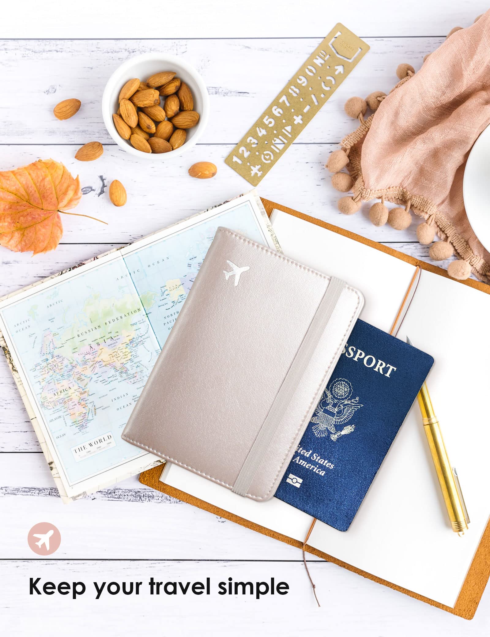 MYMAZN RFID Blocking Passport & Vaccine Card Holder Combo - Secure Travel Wallet for International Trips, Vaccination Record Protection - Perfect for Airports, Cruises & Global Adventures