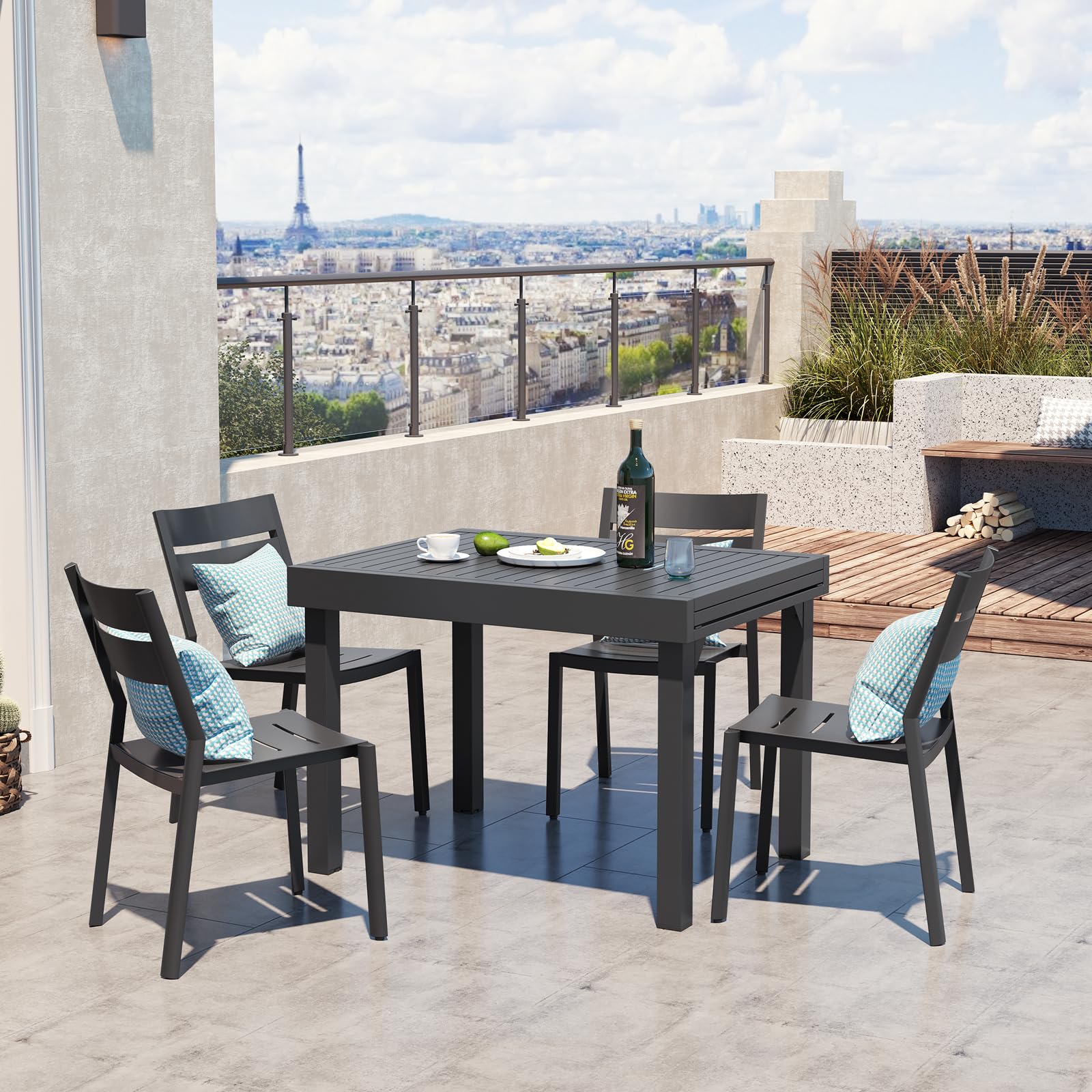 Modern Expandable Aluminum Outdoor Dining Table 42