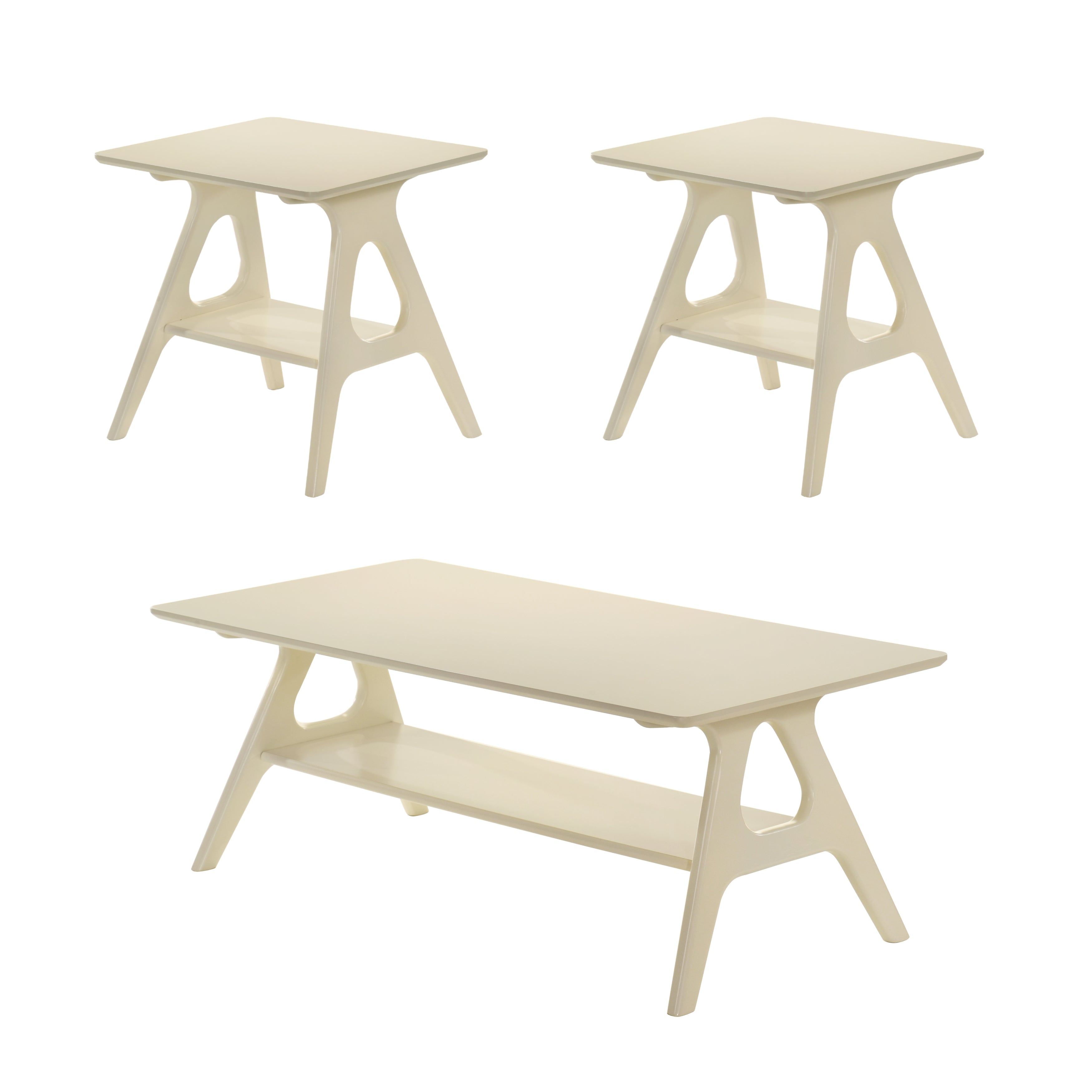 Roundhill Furniture Arona 3-Piece Coffee Table Set - Modern Coffee Table with 2 Matching End Tables for Living Room, Lounge & Home Decor