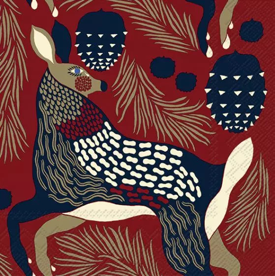 Marimekko Peura Brown Paper Lunch Napkins - Eco-Friendly Disposable Napkins for Parties, Picnics & Everyday Use