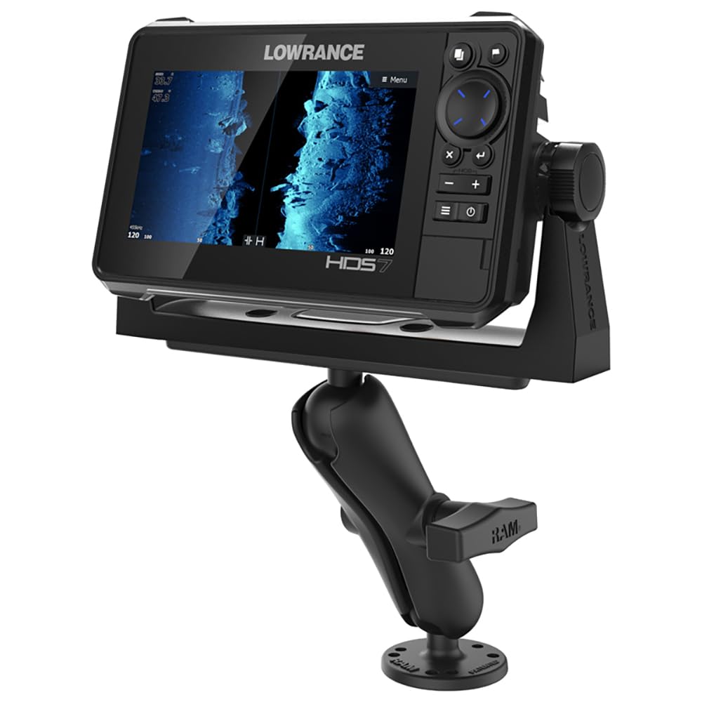 RAM Mounts RAM-111U Marine Electronic Mount with Medium Arm - Compatible with Garmin, Humminbird, Lowrance & More - Perfect for Boating & Fishing Navigation