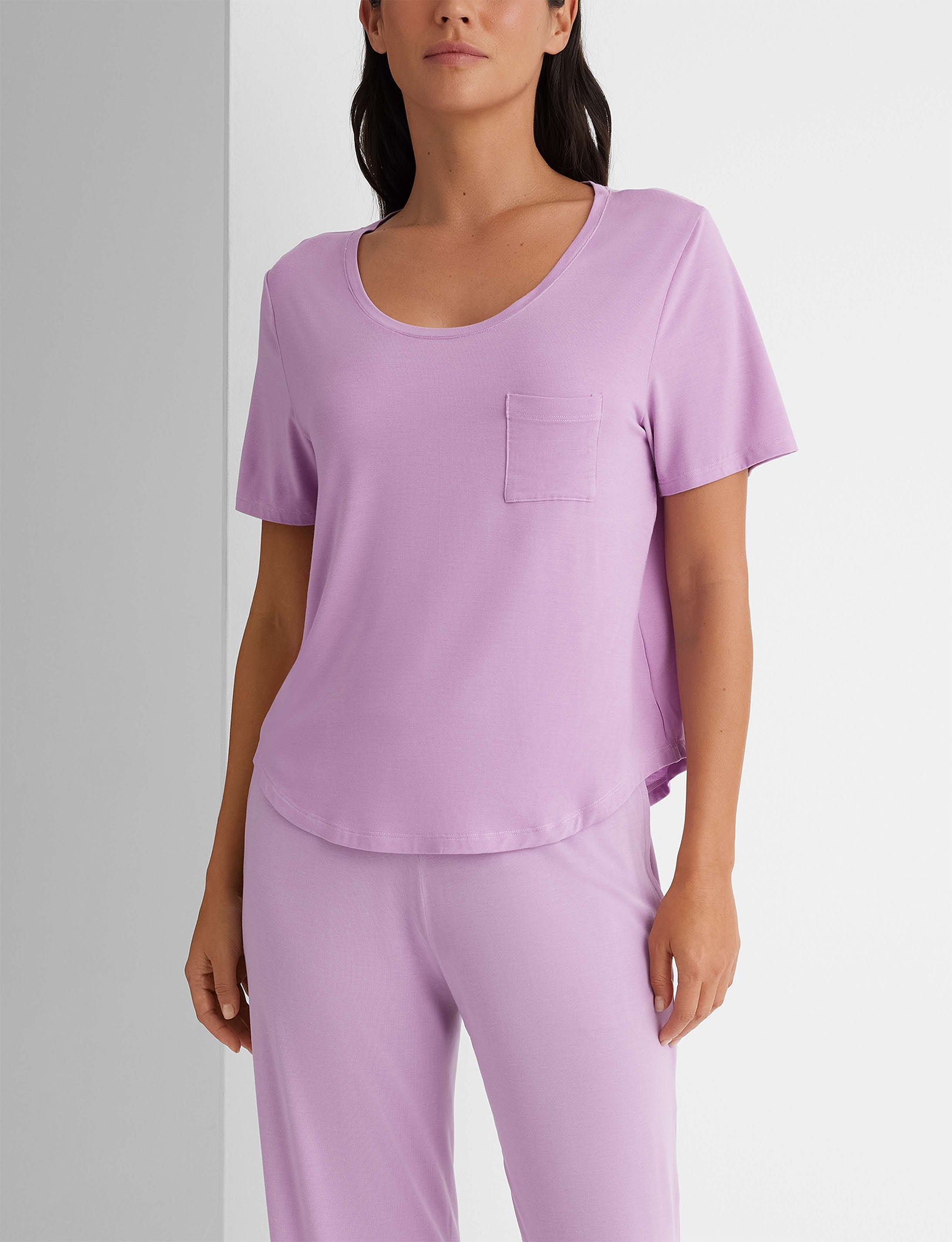 Women's Ultra Soft Second Skin Sleep Pocket Tee & Pant Set - Comfortable Pajama Set for Lounge, Sleep & Relaxation at Home