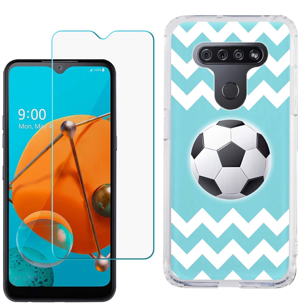 LG K51 Case with Tempered Glass - Slim TPU Gel Cover for Daily Protection