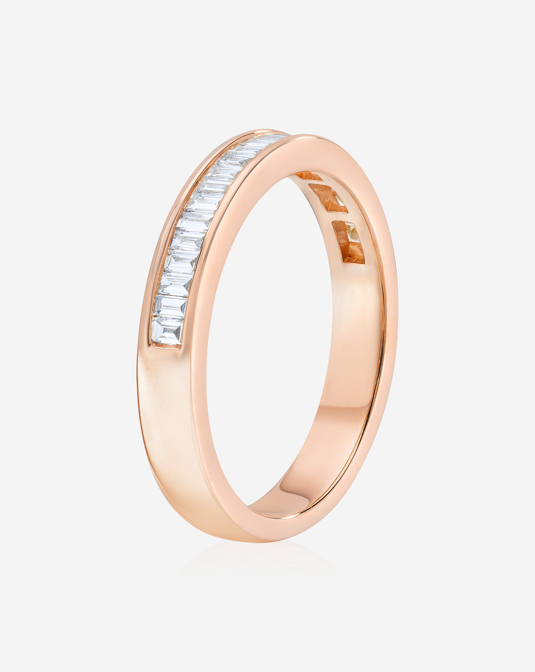 Baguette Diamond Channel Set Half Band Ring - Elegant Wedding, Engagement & Anniversary Jewelry Gift for Women