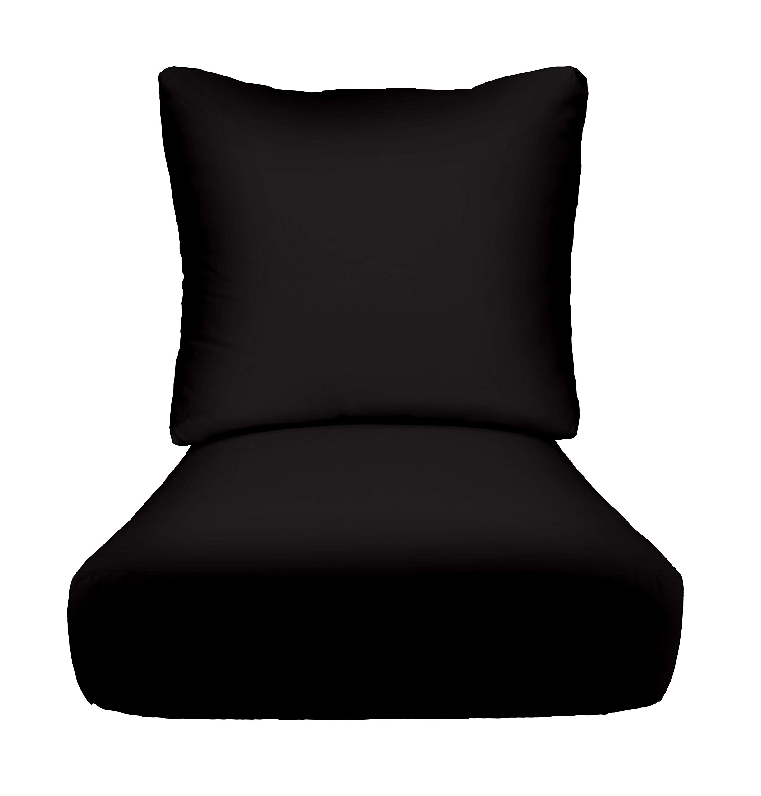 RSH DECOR: Sunbrella Deep Seating Cushion with Pillow Back | 24” x 27” Waterproof Fade-Resistant Outdoor Chair Cushion Set | Patio Furniture Cushions for Sofa, Lounge Chair & Deck | Canvas Black