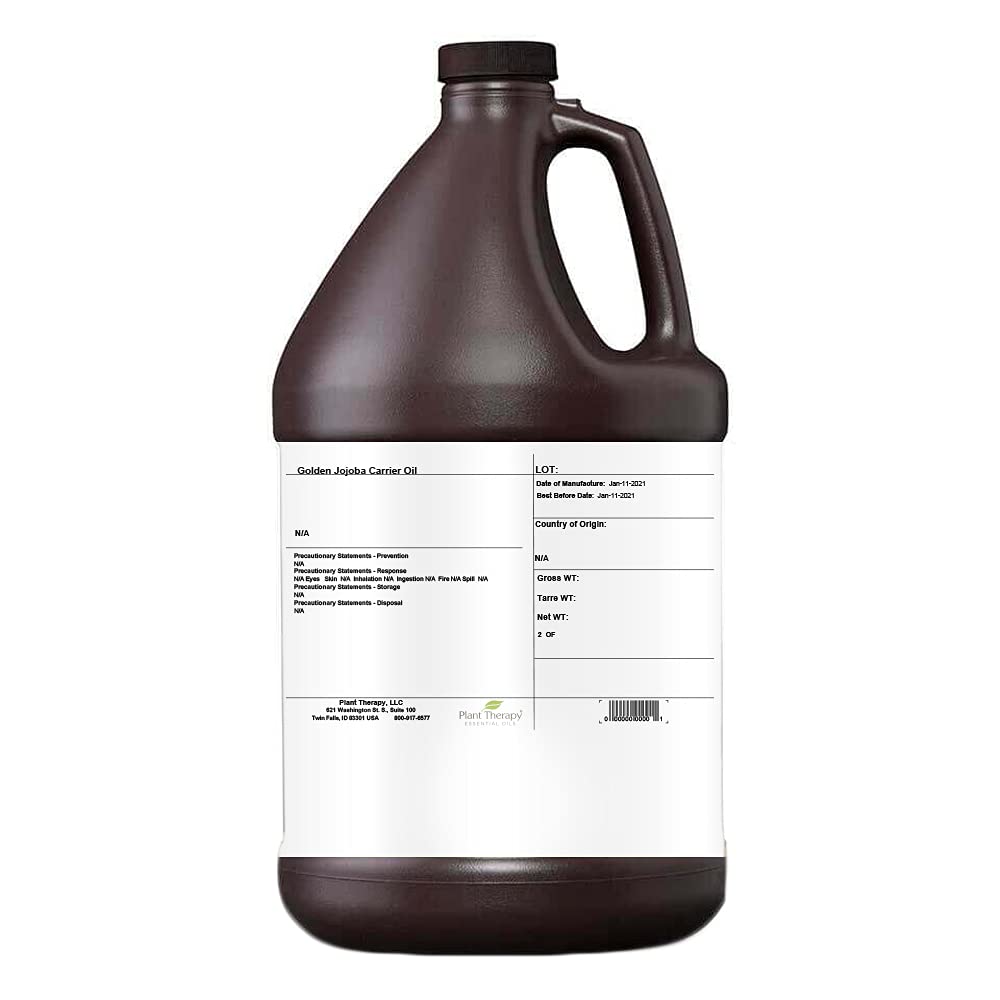 **Plant Therapy Jojoba Golden Carrier Oil 1 Gallon - 100% Pure, Cold-Pressed, Natural, GMO-Free Moisturizer & Essential Oil Dilution - Perfect for Aromatherapy, Massage & DIY Skincare**