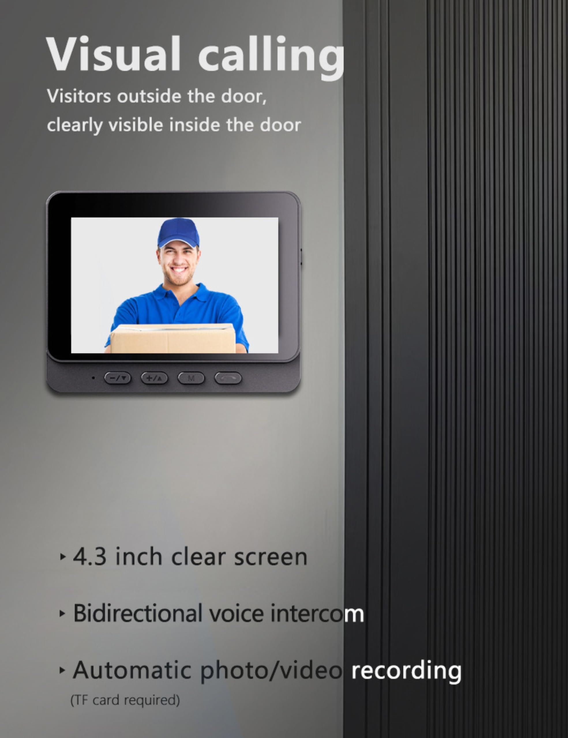 Smart WiFi Video Doorbell with 4.3