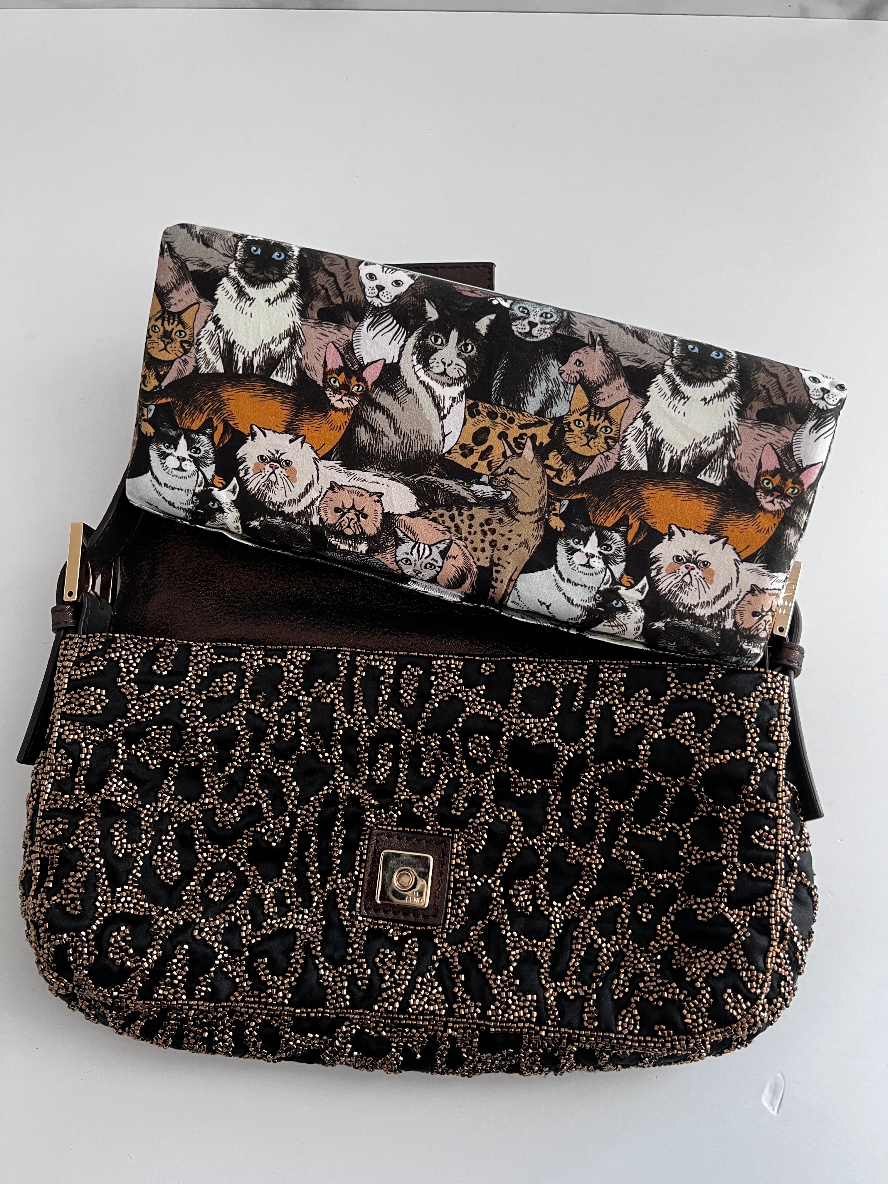 Fendi Cheetah Print Embroidered Beaded Baguette Bag - Luxury Designer Crossbody Purse for Women, Perfect for Parties, Date Nights & Special Occasions