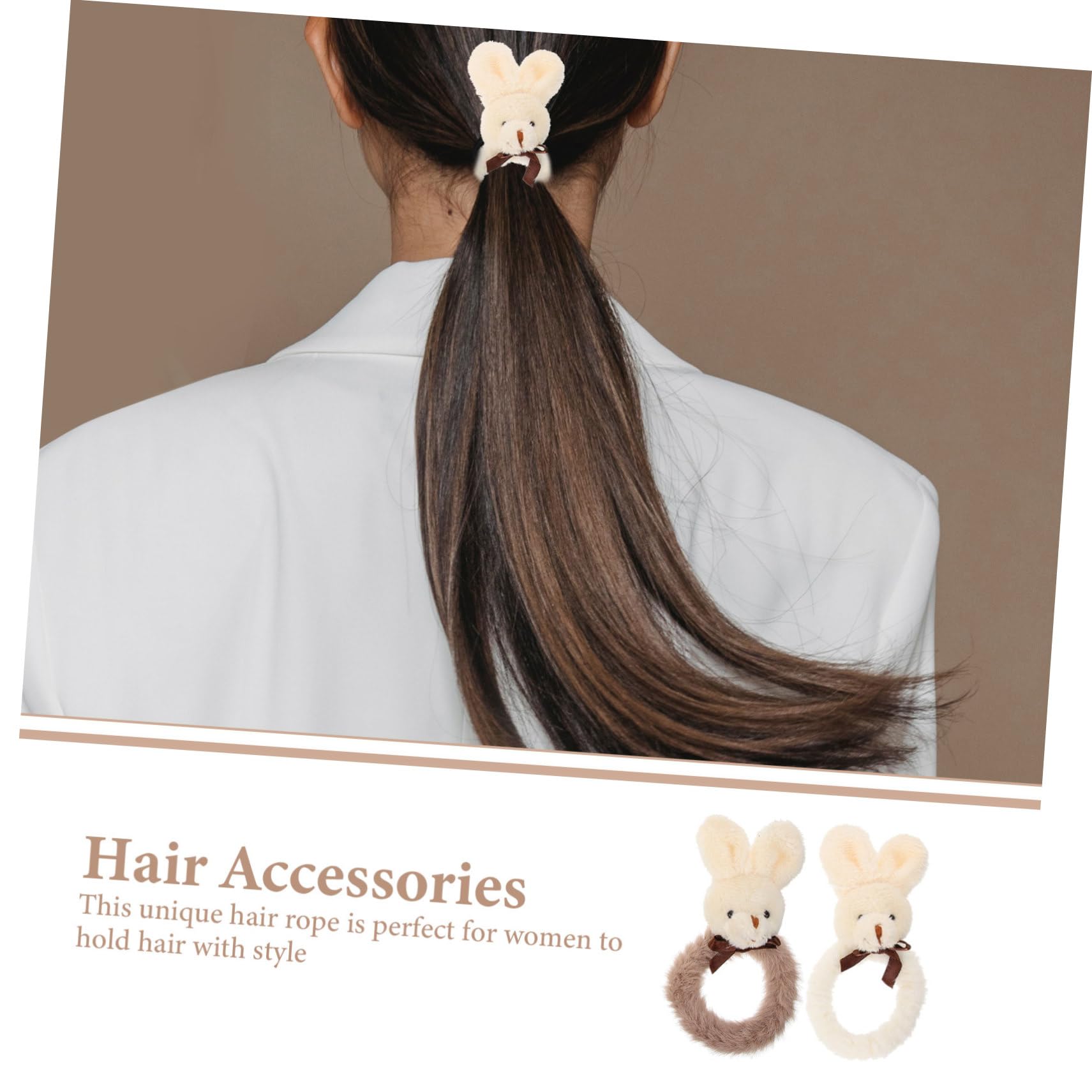KESYOO 4pcs White Faux Rabbit Hair Scrunchie - Soft Plush Bunny Animal Elastic Hair Bands, Fuzzy Ponytail Holders for Women & Girls | Perfect for Costume Parties, Everyday Wear & Gift Giving