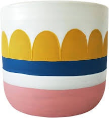 Alana Planter - Pink & Mustard Ceramic Flower Pot for Indoor Plants | Perfect for Home Decor, Office Desk, and Gift Ideas
