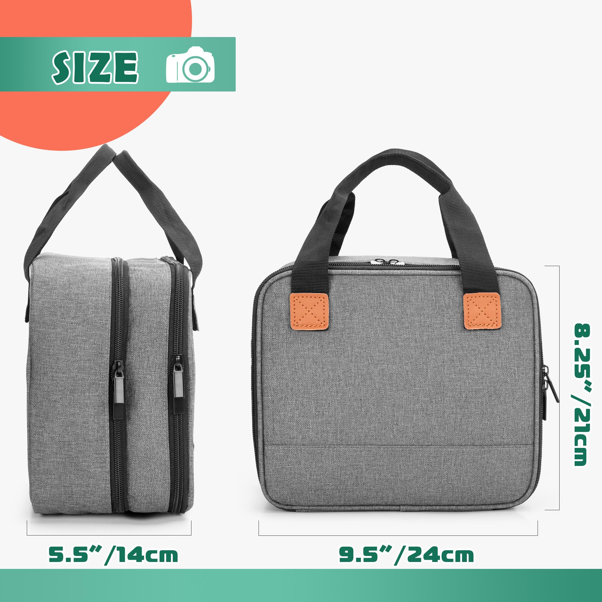 LUXJA Gray Photo Printer Case Compatible with Canon SELPHY CP1500 CP1300 CP1200 - Portable Printer Bag with Accessory Pockets for Travel Home Office Use