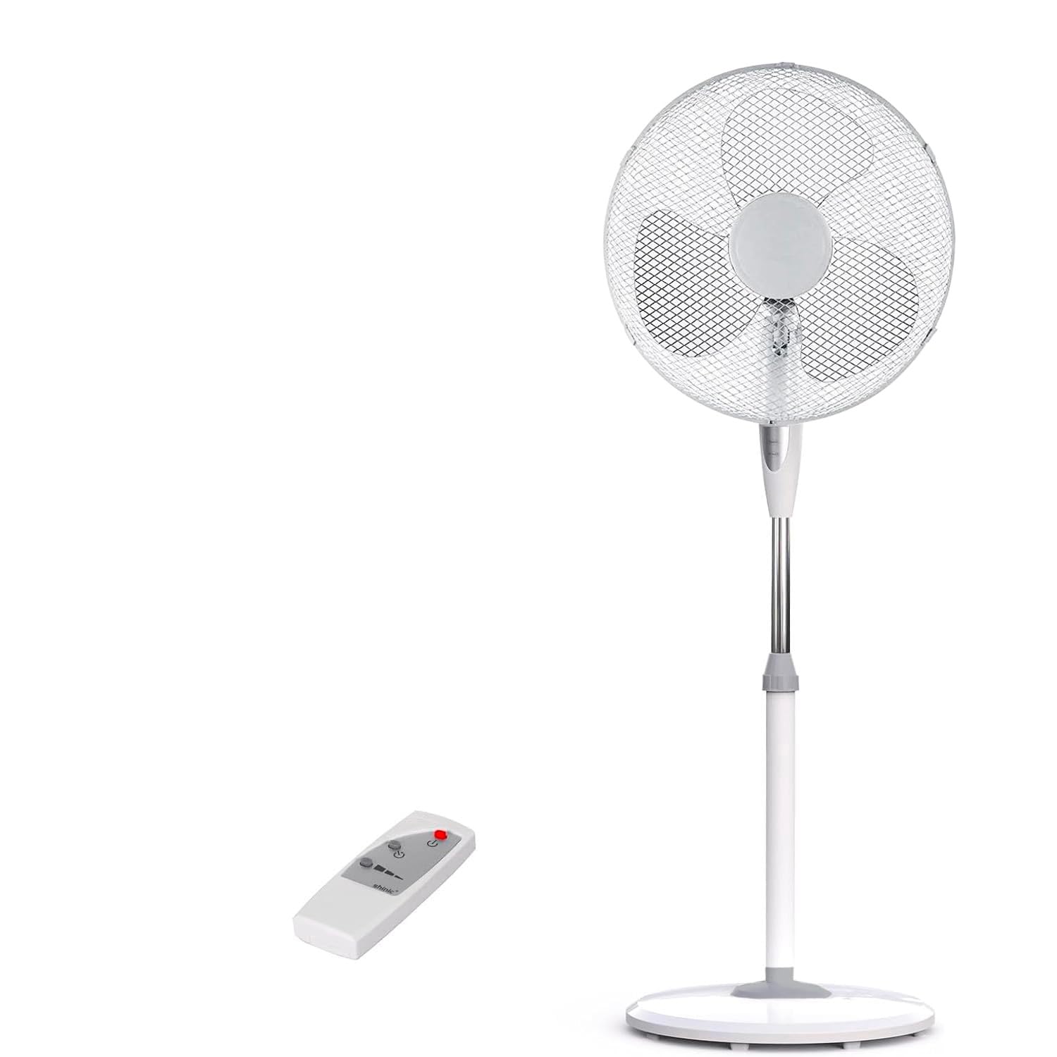 Wintem 3-Blade Standing Fan with Remote Control - Adjustable Timer, 3 Speed Settings, Ultra Quiet 45W, White - Perfect for Home, Office & Bedroom Cooling