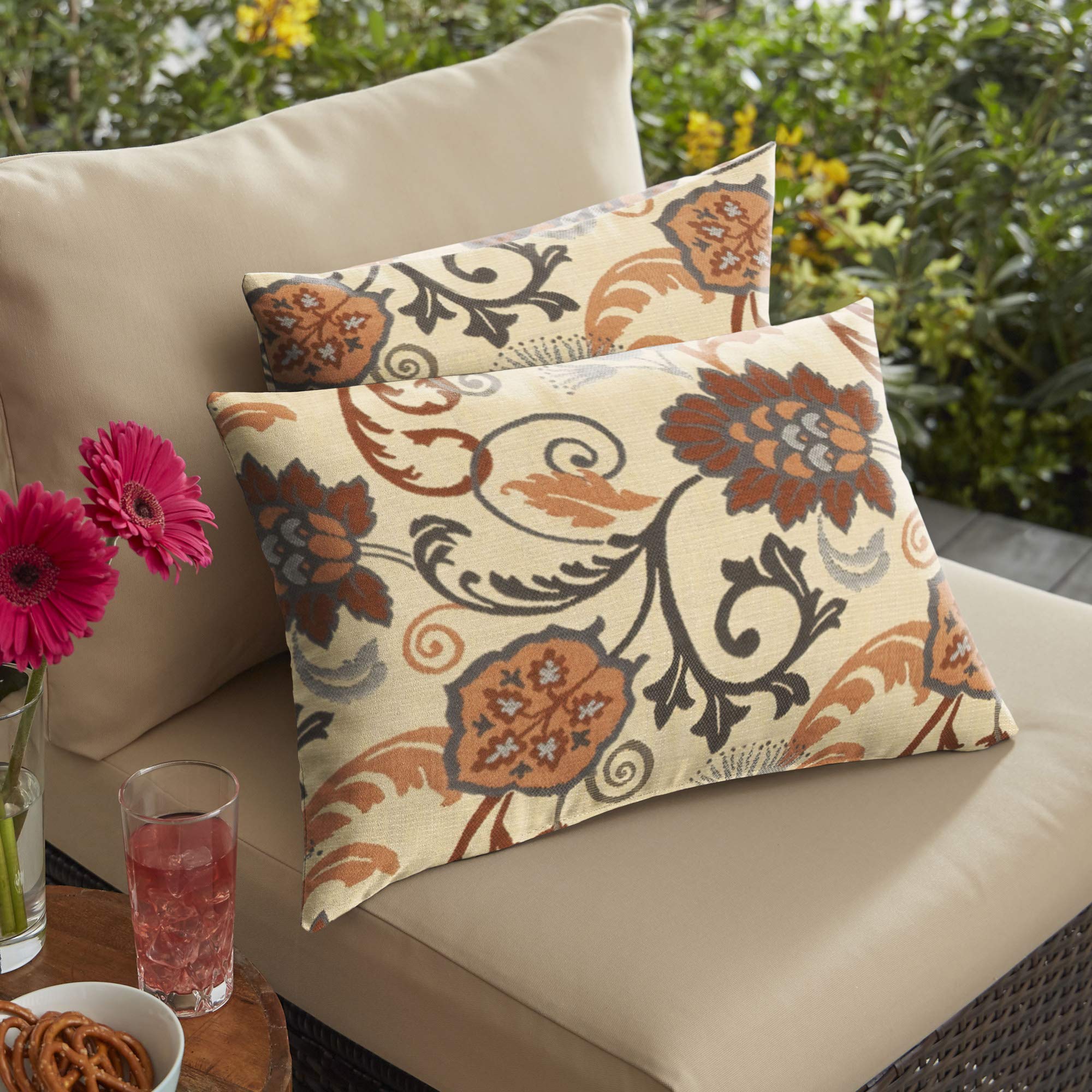 2 Pack Elegant Brown Marble Throw Pillows for Couch & Patio - 20
