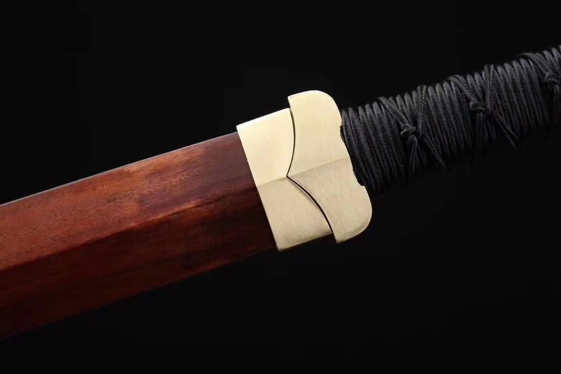 Handmade Han Jian Chinese Sword - Folding Steel Blade, Rosewood Scabbard with Brass Fittings - Traditional Martial Arts Weapon for Collectors & Display